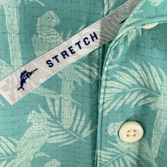 Tommy Bahama Mens Shirt S NWT Parrot Paradise Turquoise Short Sleeve Stretch - Picture 7 of 9
